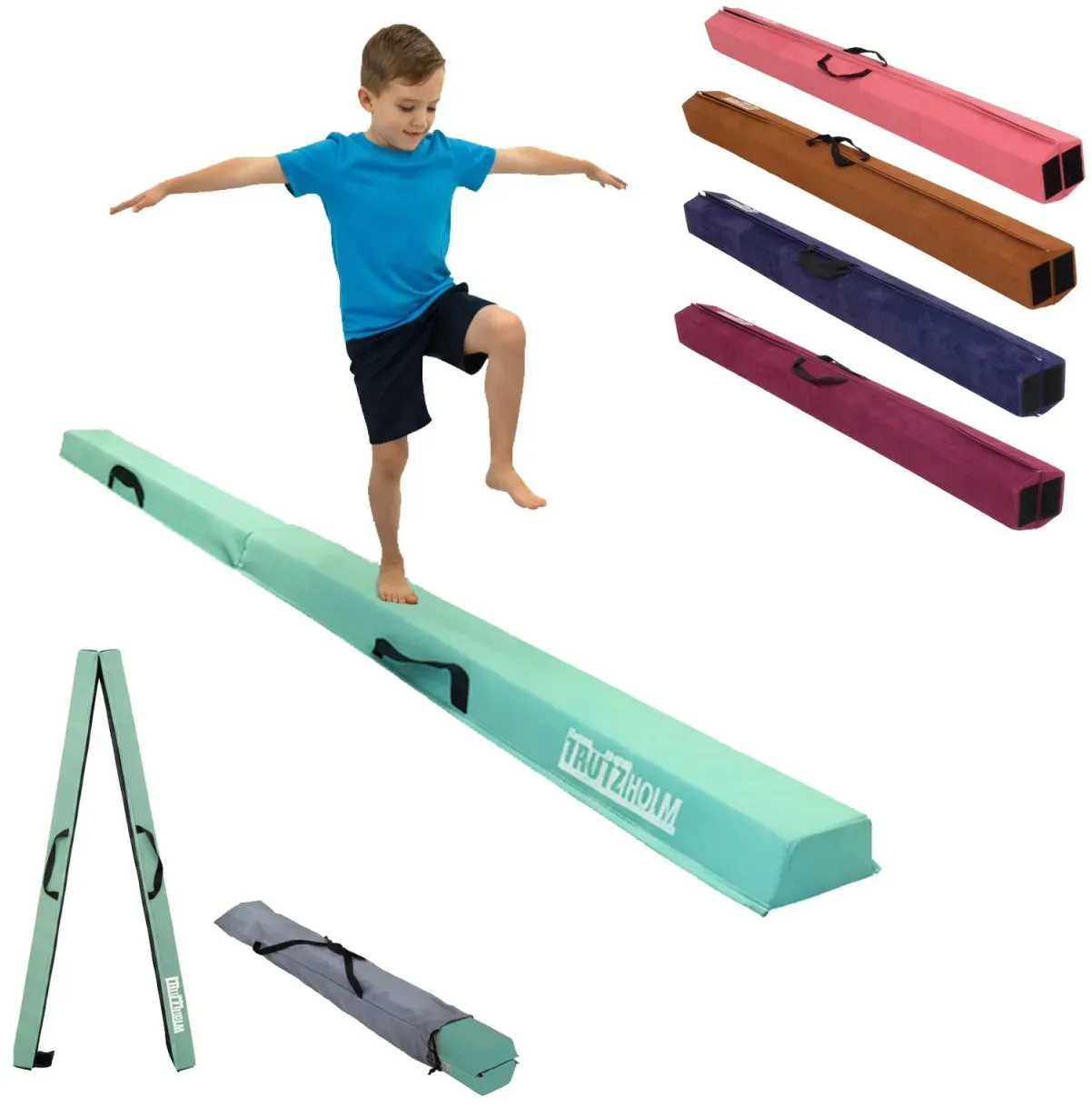 Schwebebalken 240 cm klappbar auf 120 cm Turnbalken inkl. Tragetasche Balanci... Mintgrün