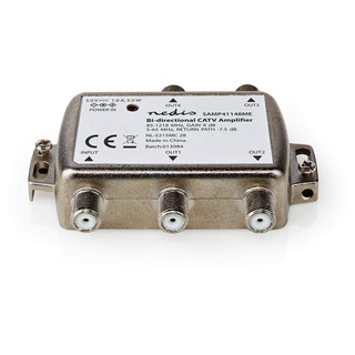 NEDIS SAMP41148ME CATV-Verstärker | Verstärkung: 9 dB | 85-1218 MHz | Anzahl der Ausgänge: 4 | Rückweg | Silber