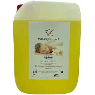 5L Aroma Massageöl - Jojoba für Massage, Physiotherapie, Wellness uvm., Artzneimittel Qualität (5L, Jojobaöl)