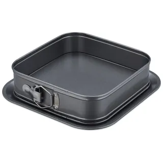 Relaxdays Springform eckig, 24 x 24 cm, mit Auslaufschutz, Stahl, antihaftbeschichtete Backform,