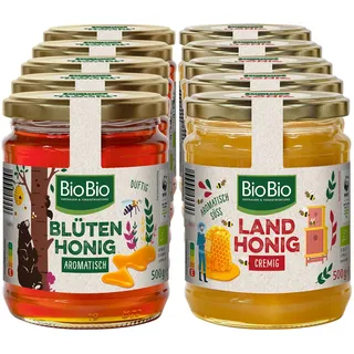 BioBio Honig 500 g, verschiedene Sorten, 10er Pack