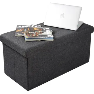 Sitzhocker mit Stauraum Fußhocker Gepolsterte Sitzfläche aus Leinen #2150