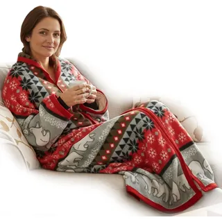 nyvi Ärmeldecke CozyBear - Kuscheldecke mit Ärmeln - TV Blanket mit Reißverschluss für Erwachsene & Kinder - TV Decke mit Ärmeln Farbe:Rot;Anzahl:1
