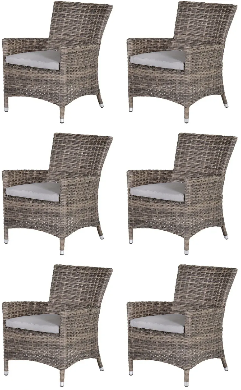 Garden Impressions 6er-Set Diningsessel "Costa",hellbraun,