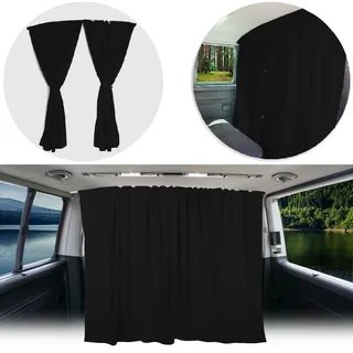 BREMER SITZBEZÜGE Abtrennung Fahrerhaus Sonnenschutz Führerhaus Gardinen Vorhang kompatibel mit VW T5 T6 T6.1 Multivan Transporter Caravelle Schwarz Camping Wohnmobil Zubehör