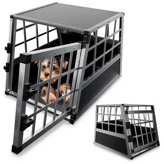 Juskys Alu Hundetransportbox M 69 x 54 x 50 cm Grau/ Silber