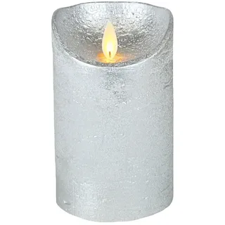 coen bakker LED Echtwachskerze - Silber Rustik - D7,5cm / H10cm - mit Wackelflamme - Batteriebetrieben - Timerfunktion - Weihnachtsdeko