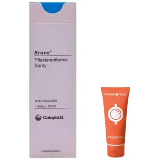 Brava Pflasterentferner Spray 1x 50 ml I Sanftes Entfernen von Stomaversorgung & Kleberesten I silikonbasiert, alkoholfrei, hautfreundlich & schnelltrocknend I Spar-Set plus Pharma Perle give-away