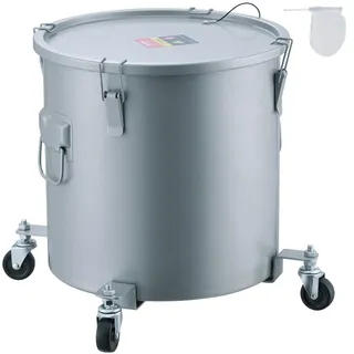 Vevor Frittierfetteimer Ölentsorgungsbehälter 37,8 L mit Rollensockel, Rostfreie Beschichtung aus Karbonstahl, Öltransportbehälter mit Deckel, Filterbeutel zum Filtern von Heißem Speiseöl, Grau