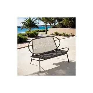 Gartenbank aus PE-Rattan 70 x 138,5 x 79 cm tintenschwarz