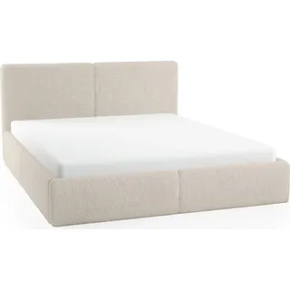 FEDVE Polsterbett Doppelbett Riberia Slim Bett mit Bettkasten 180x200 - Beige