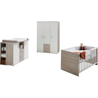 Home Affaire Babyzimmer-Komplettset »Geert«, (Set, 4 tlg., Kinderbett, Regal, Schrank, Wickelkommode), Made in Germany; mit Kinderbett, Regal, Schrank und Wickelkommode, grau
