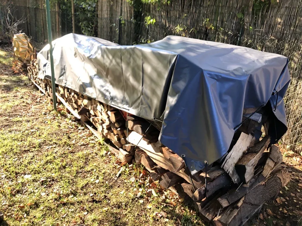 Abdeckplane für Brennholz, Abmessung 4,5m x 2,3m grau - 14400 - grau