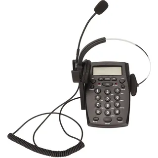 Bewinner Call Center Dialpad Headset Telefon, Schnurgebundenes Telefon mit Headset Dialpad Noise Cancelling FSK DTMF Anrufer ID, Telefon Headsets für Haus Call Center Büro