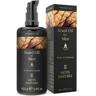 SatinNaturel Satin Naturel BIO Bartöl kaltgepresst - Bartöl Herren 100ml - Ideales Geburtstagsgeschenk Männer - Intensive tägliche Bartpflege mit männlichem Duft - Bartöl Wachstum - Premium Beard Oil