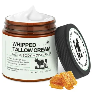 BUTBU Beef Tallow Creme, Rinderfett Creme 120g, Rindertalg creme Und Honigbalsam, Tiefe nhydration, beef tallow skincare für Gesicht, Körper und Trockene Haut, Schnelle Absorption
