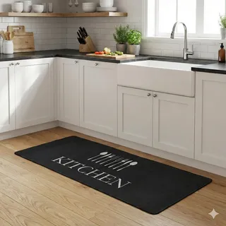 miqna Küchenteppich, rutschfeste Küchenläufer, Waschbarer Küchen Teppich, Schwarz Küchenmatte, Waschbarer Küchen Teppich (Shed, 100 x 200 cm)