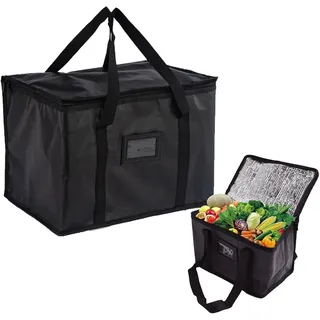 Kühltasche, 20L Faltbar Picknicktasche, Wiederverwendbar Isoliertasche, Auslaufsicher & Wasserdicht Picknicktasche, Tragbar Isoliert Einkaufstasche für Outdoor Reisen BBQ Camping(Schwarz)
