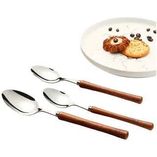 AUKUU Besteck-Set Geschirrset Geschirrset mit Retro Holzgriff Messer Gabel und, L?ffel aus Edelstahl leichter Luxus Dessertl?ffel