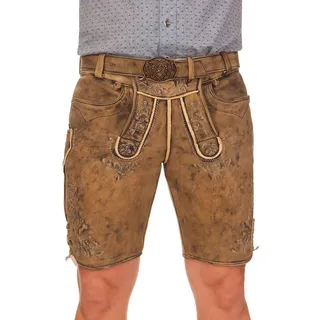 Spieth & Wensky Trachtenlederhose Hirschlederhose Herren kurz - FÖRSTER - braungelb urig braun|gelb