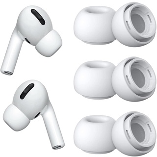 WOOXDYUK® 3 Paar (M) Silikon-Ohrstöpsel geeignet für Airpods Pro, Ersatzohr geeignet für Airpods Pro-Tipps mit Loch zur Geräuschunterdrückung, mit Tragetasche,weiß