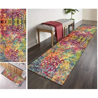 ZVEZVI Teppich Läufer Flur Küche rutschfest Waschbar Bunter Vintage Kücheläufer Teppichläufer Polyester Meterware Anpassbar (Size : 70×100cm)