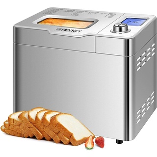 COOCHEER Brotbackmaschine, automatische Brotmaschine, Edelstahl, 13 Stunden voreingestellt und 25 Programme, Knopfsteuerung, Brotbackmaschine mit konstanter Temperatur, 550 W