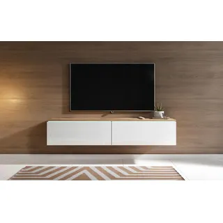 P & B TV-Lowboard mit LED ca. 140x30 cm Weiß/Eiche