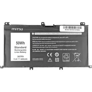 Mitsu BATTERIE BC/DE-7557 (DELL 4400 MAH 50 WH) (6 Zellen, 4400 mAh), Notebook Akku, Schwarz