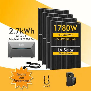 5,4 kWh inkl. 1x B2700 Erweiterungsakku + 4x 440 W Solarpanel