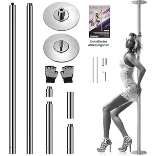 SereneLife Pole Dance Stange – Höhenverstellbar 204-274cm, Statisch & Rotierend, Perfekt für Indoor Poledance, Turnstange & Fitness, Robuster Stahl, Anti-Korrosion, 280kg, Einfache Montage für Zuhause