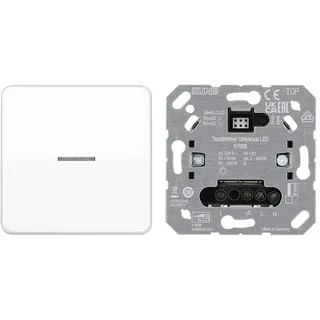 Jung Home Tastdimmer 1711DE Tastdimmer Universal LED + BTCD17101WW Taster Wippe 1-fach Alpinweiß Serie CD