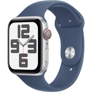 2024 GPS + Cellular 44 mm Aluminiumgehäuse Silber, Sportarmband Denim S/M