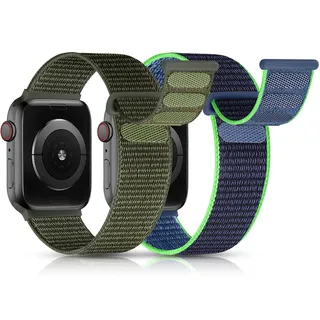 UpNeioco 2 Stück Nylon Loop Armbänder Kompatibel mit Apple Watch Armband 40mm 41mm 38mm-Sport Klettverschluss Armband Herren Damen, Stoff Geflochtenes Ersatz Band für iWatch Series 9 SE 8 7 6 5 4 3 2