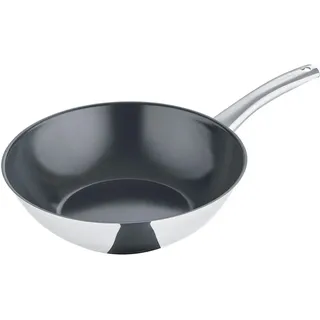 Berndes WOK b.brilliant, Grau Hochglanz, Metall, rund, backofengeeignet, antihaftbeschichtet, PFOA-frei, PTFE-frei, Kochen, Pfannen, Woks