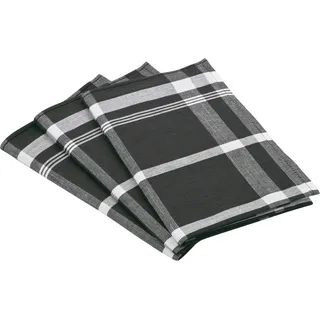 Ross 3er Pack Zwirn Halbleinen Geschirrtücher, Blockkaro, 50x70 cm | schwarz - schwarz