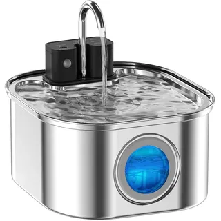 Katzenbrunnen Kabellos: 3.2L Trinkbrunnen für Katze Edelstahl, Katzenbrunnen für Katzen Bewegungsmelde Automatischer Wasserspender für Hunde, 4200mAh Batteriebetrieben Leise Wasserpumpe und Filter