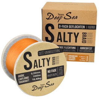 Team Deep Sea Salty-Braid Geflochtene Schnur 8X Braid | Angelschnur (Orange (1000m), 0,25mm)