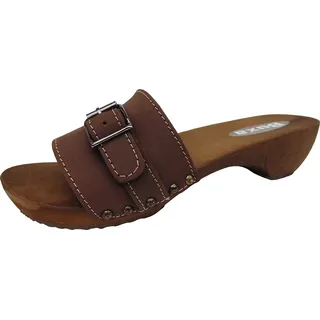 Elegeante Holz Clogs - Gr.35, 36, 37, 38, 39, 40, 41, 42 BRAUN - Nubuk Echt Leder - Nubuk (Braun, EU Schuhgrößensystem, Erwachsene, Damen, Numerisch, M, 41) - 41 EU