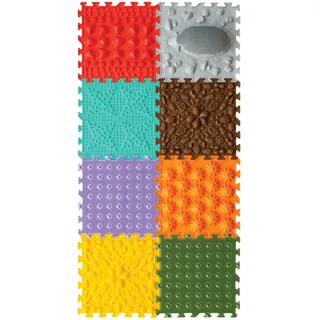 ORTO NATURE 8-teiliges Sensorik-Puzzle-Matten-Set – Orthopädische Massagematte für Kinder, Erwachsene & autistische Kinder, Sensorik-Spielzeug, Sinnesmatten, Strukturmatten (Igel Hier)