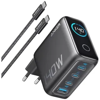 Anker USB 3-USB-C Schnellladegerät 140W + Kabel Grau