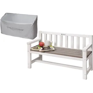 needs&wants Wondermake® Design Kinder-Gartenbank aus Holz wetterfest mit Textil-Abdeckung und Lehne, 2-Sitzer Kinderbank Holzbank Parkbank Kinder Sitzbank massiv