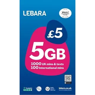 Lebara UK SIM-Karte, 2 GB für £5, halber Preis für die ersten 3 Monate, kein Vertrag, UK-Anrufe, verschiedene Größen (Nano/Micro/Standard), passend für alle Geräte