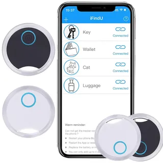 XUBX 2 Pack Schlüsselfinder Tags, Wireless Handy-Finder, Gegenstandsfinder, Smart Tracker, Bidirektionalem Alarm Anti-Lost Key Finder, Schlüsselanhänger Wallet Locator für Schlüssel, Gepäck, Haustiere