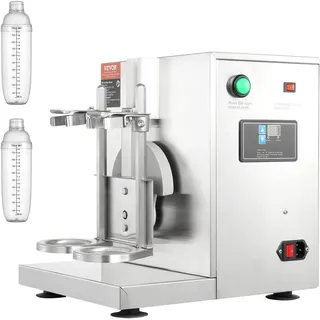 Vevor Milchshake-Maschine, 120 W Kommerzielle Milch-Tee-Shaker-Maschine, Doppelkopf-Milchshake-Mixer-Maschine, 0-180 s einstellbarer Milchshake-Mixer, mit PC-Becher, für Milch-Tee-Geschäft