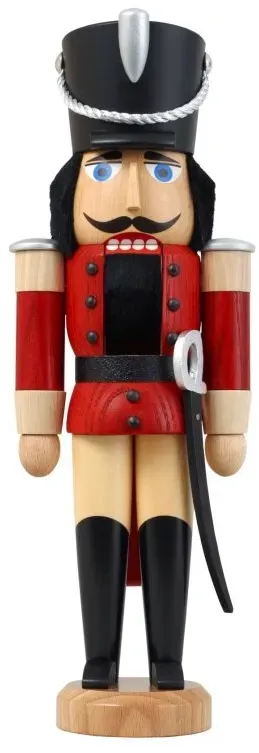 Seiffener Volkskunst Nussknacker Husar Esche rot, 28 cm hoch, original Erzgebirge