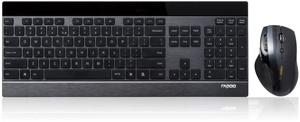 Rapoo Kabelloses Deskset "8900P", Ultraflach Beleuchtete Medientasten, deutsches Layout QWERTZ