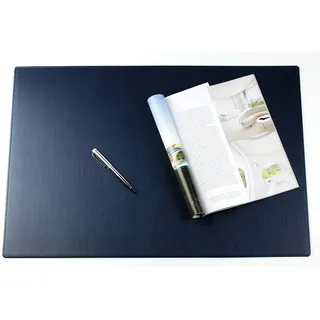 DELMON VARONE - Personalisierbare Schreibtischunterlage XXL aus veganem PU Lederimitat Blau, Rutschfeste Echtleder Schreibunterlage abwischbar, Schreibtisch Unterlage geeignet als Mauspad, 65 x 45 cm