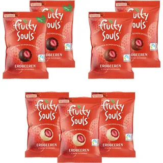 FruitySouls - Gefriergetrocknete Erdbeeren mit Schokolade | gemischt | 7 Pack (560g) | Schokofrüchte | Gefriergetrocknete Früchte, schokoliert