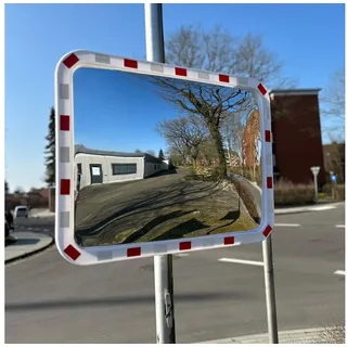 Trutzholm Verkehrsspiegel eckig rot/weiß 60x80cm Sicherheitsspiegel für innen und außen
